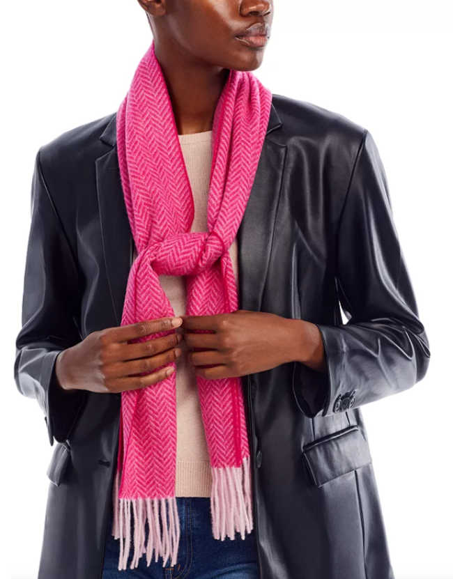 black leather jacket and pink scarf black leather jacket and pink scarf