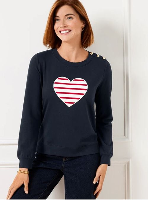 Navy Striped Heart Sweatshirt Navy Striped Heart Sweatshirt