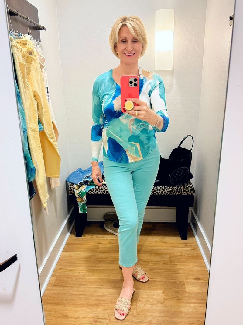 blue top blue capris blue top blue capris | Chico's New Arrivals Try On