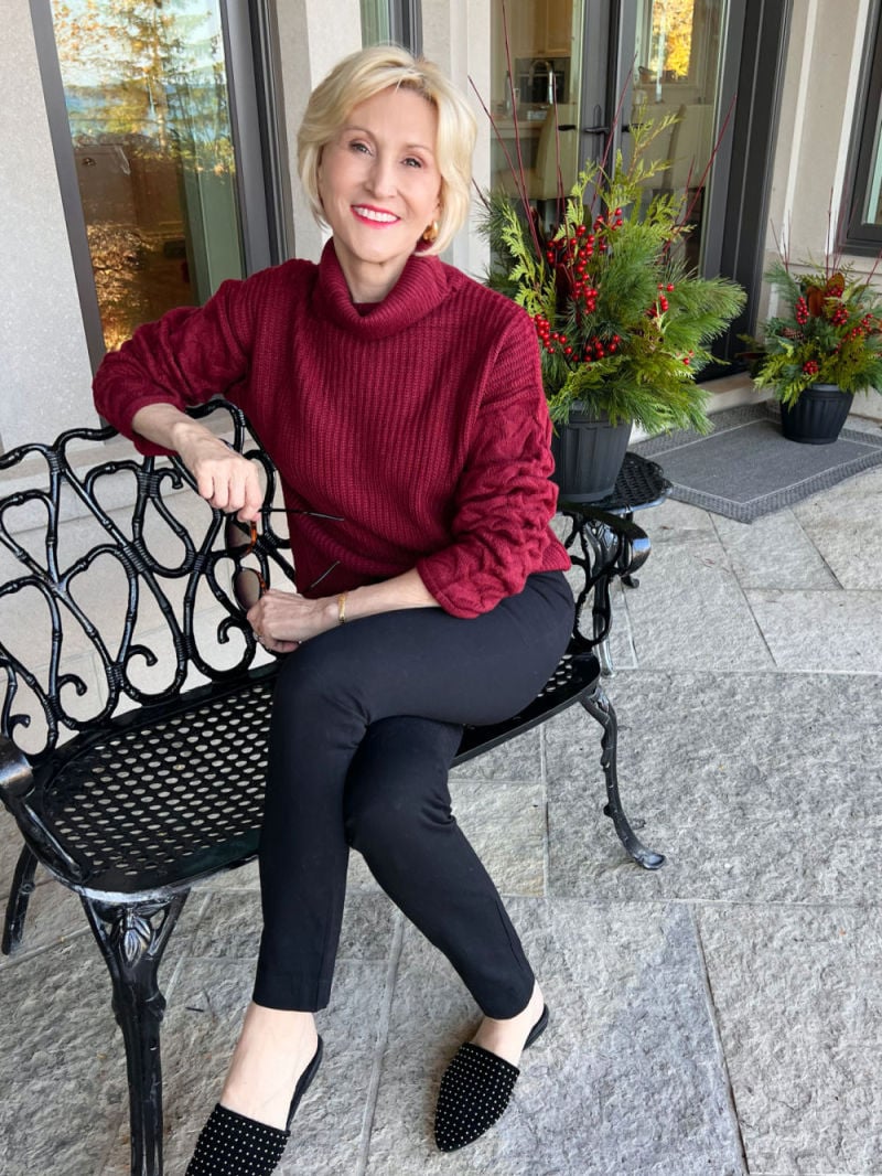 Chunky Burgundy Sweater burgundy scrunched sleeve sweater