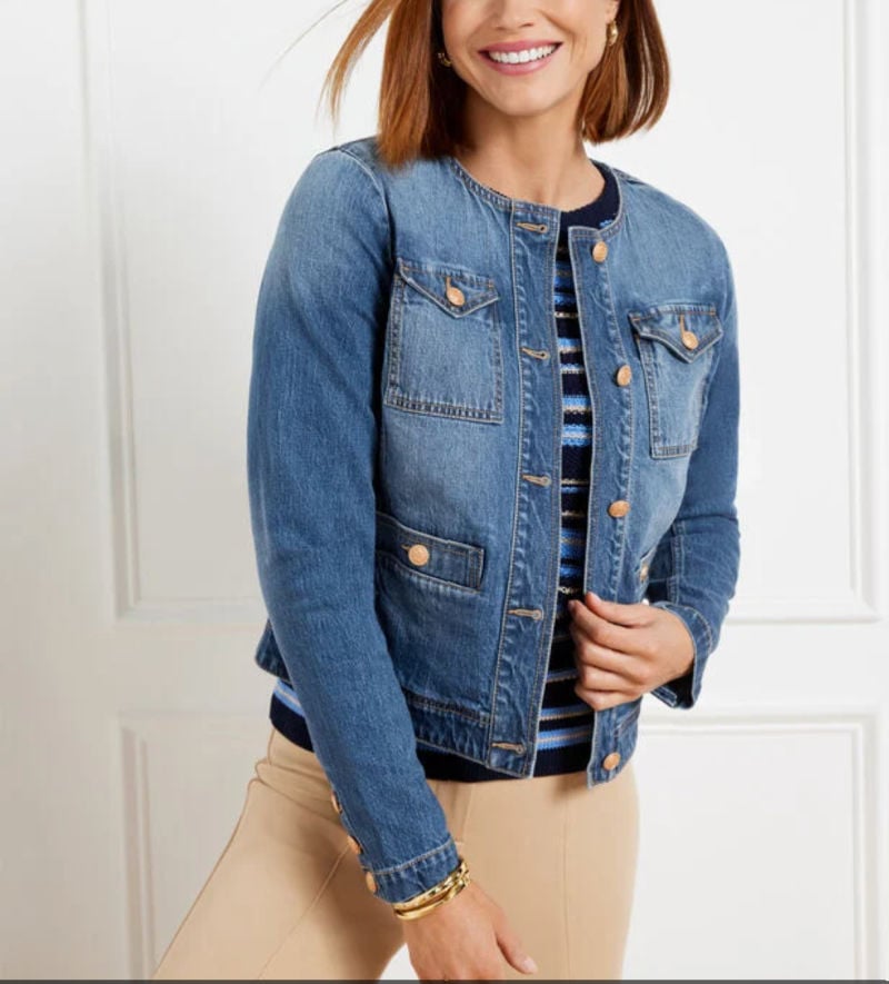 Collarless Denim Jacket Collarless Denim Jacket