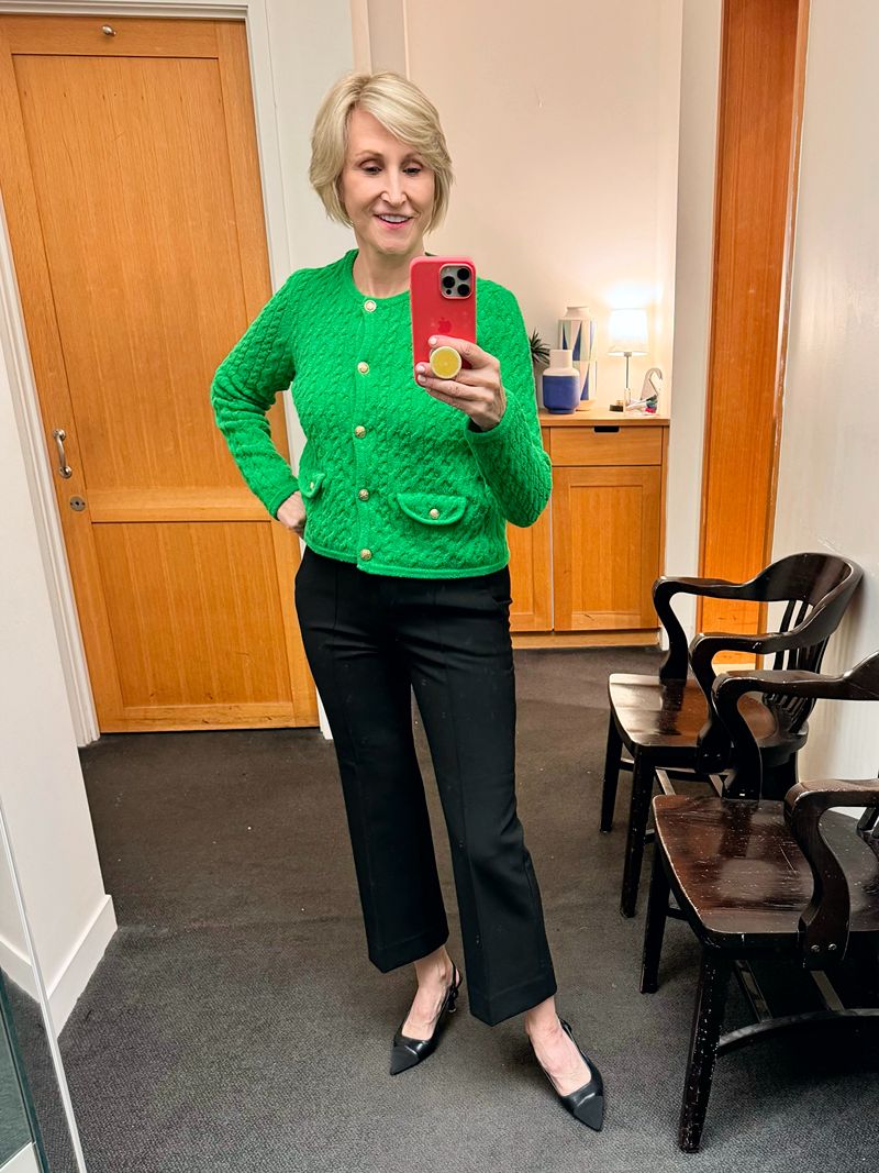 green Cable Knit Sweater Cardigan