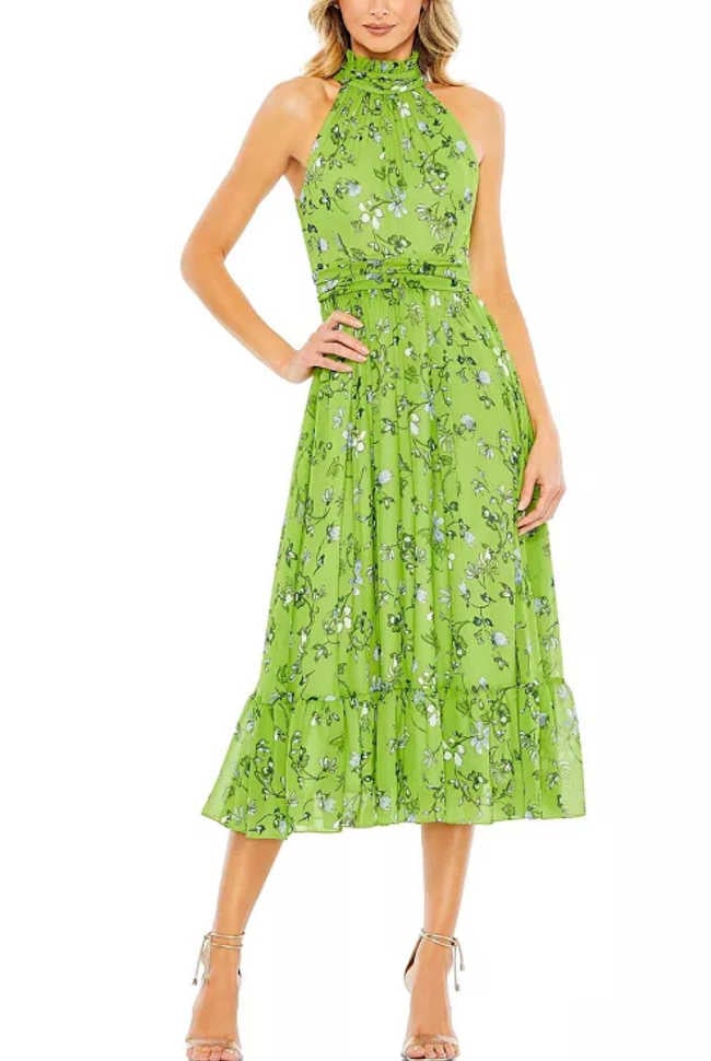green floral halter dress | Spring and Summer 2025 Color Trends