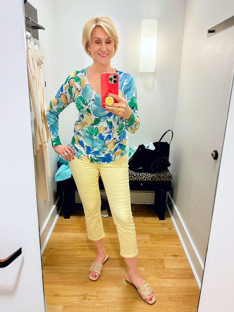 green floral top yellow capris green floral top yellow capris