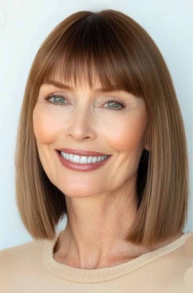 hair trends long blunt cut with straight bangs