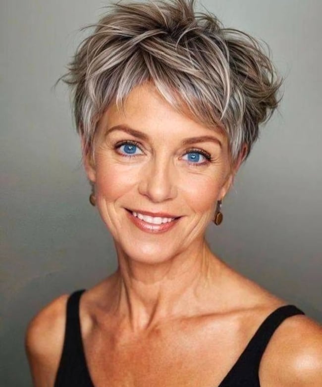 hair trends for women over 40 tapered pixie cut