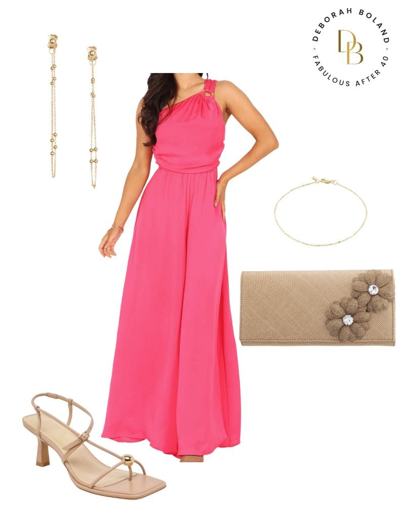 jumpsuits for wedding - pink one shoulder