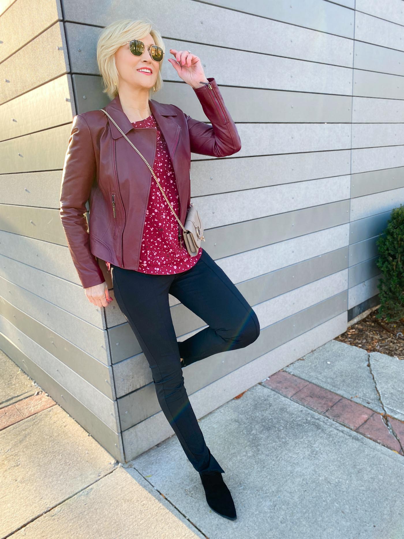how to style a leather jacket over 50, 60