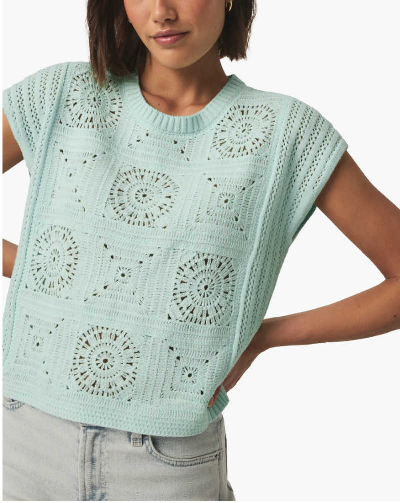 mint green patchwork crochet top