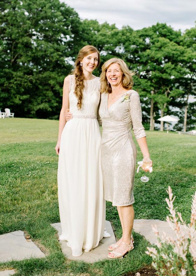 Teresa with bride wearing gold Mother of the bride dress