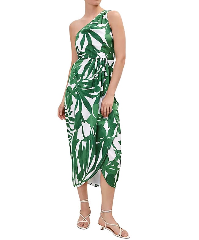 green floral one shoulder dress Petite Summer dress green floral one shoulder summer dress