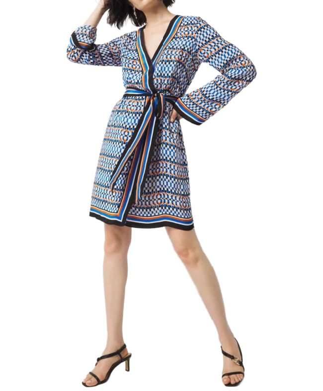 Petite Summer Dress Petite Summer Dress - navy, turquoise, and orange belted waist mini dress