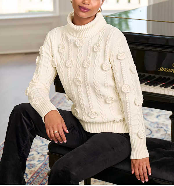 rosettes knit sweater