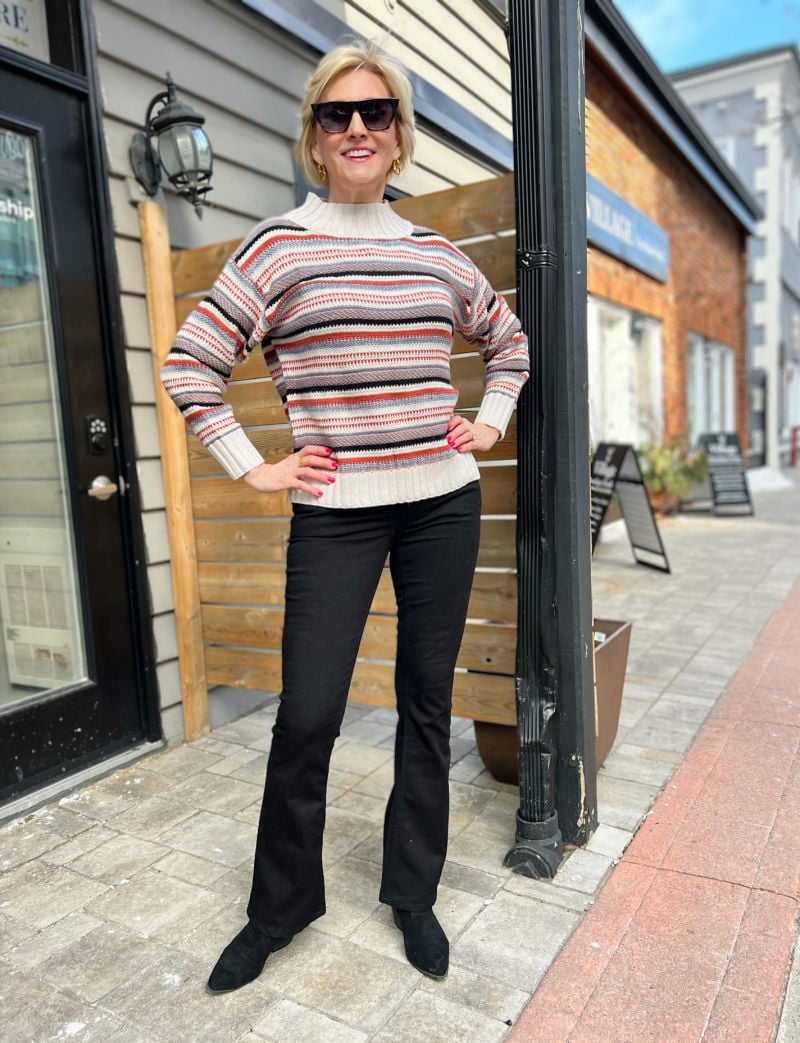 Rust Striped Sweater Rust Striped Budget Friendly Winter Sweaters