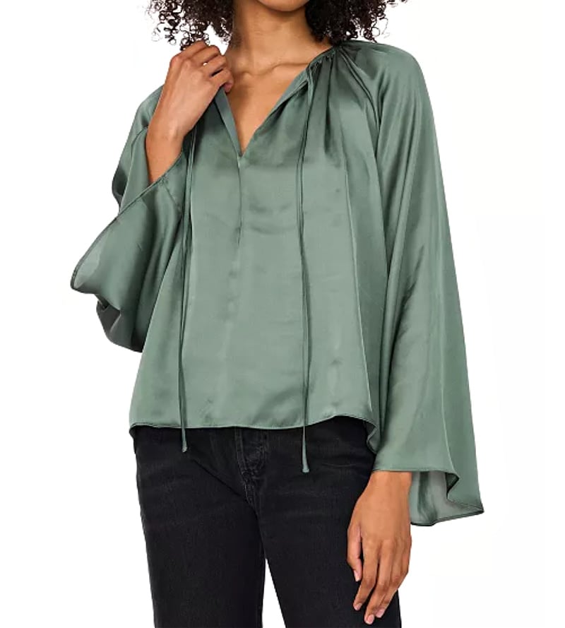 olive green flutter sleeve top