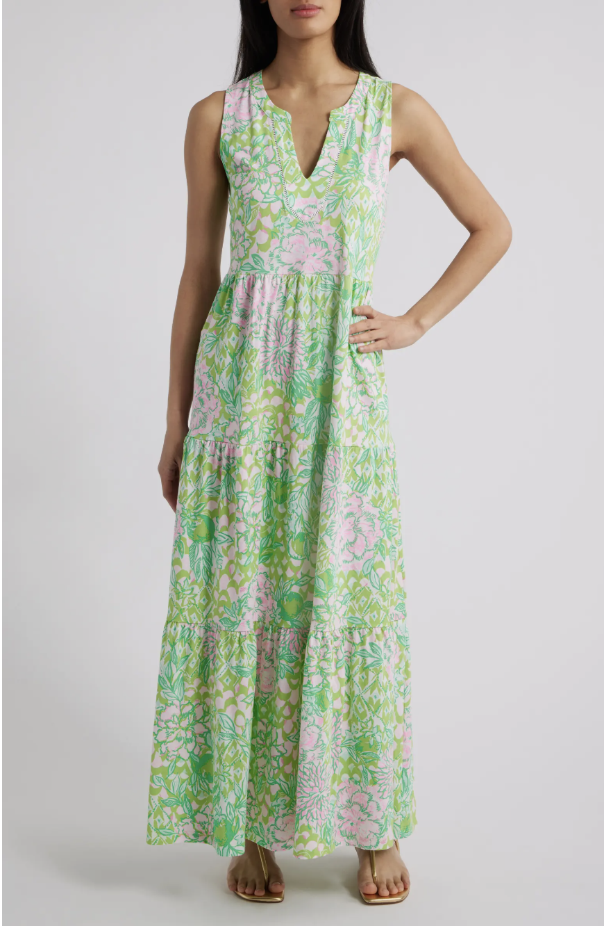 green floral maxi family reunion
