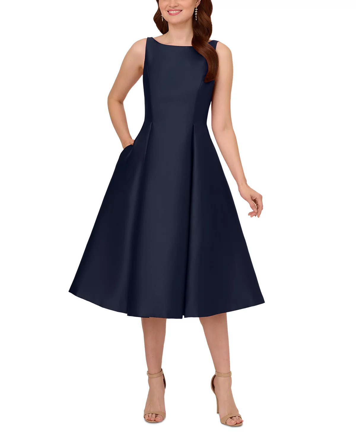 Boat-Neck Fit & Flare Midi Dress Outdoor Wedding Guest Outfits for Women Over 40 50 to Shop Now