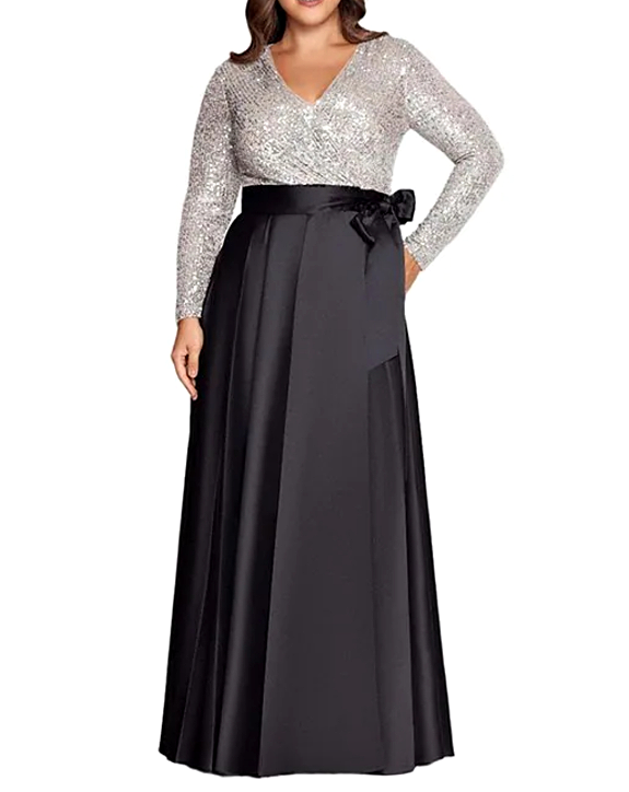 Sequin Bodice A-Line Gown Silver and black Sequin Bodice A-Line Gown
